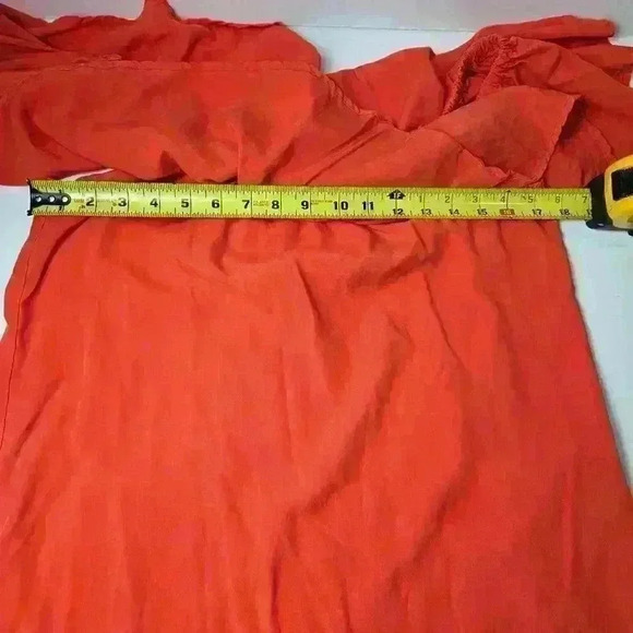 Catherine Maladrino Off The Shoulder Dress Small Orange Mini Dress - Picture 6 of 7